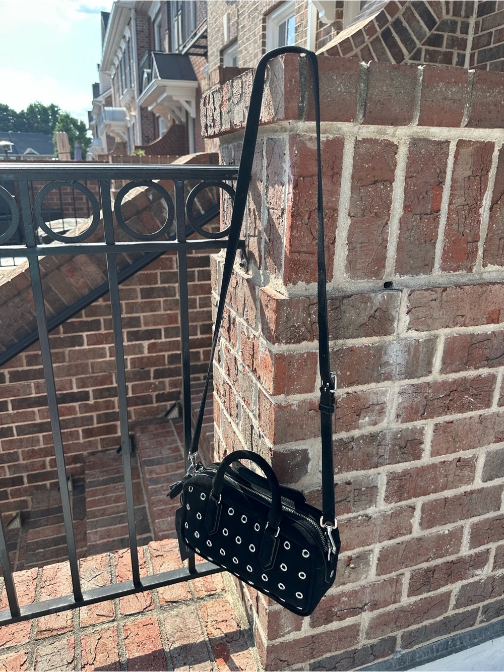 Rebecca Minkoff Black Grommet Suede Satchel NWT - Picture 8 of 9